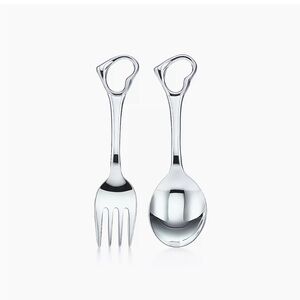 Tiffany co Open Heart Fork and Spoon Baby Set